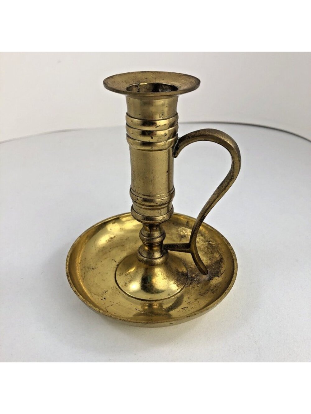 Vintage Solid Brass Chamber Stick Candle Holder with handle made in India